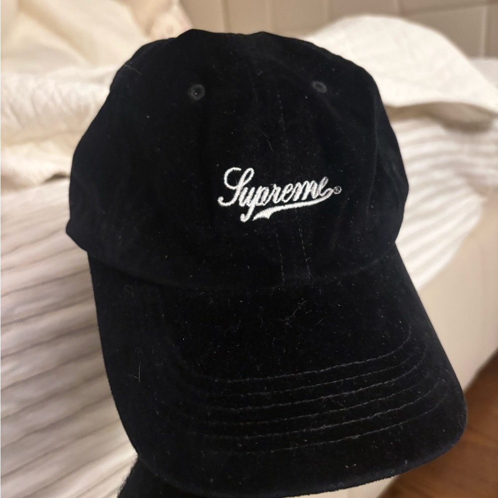 Supreme Black and White Logo Cap